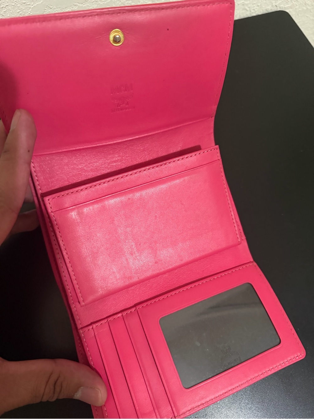 MCM White Wallet with Pink Cherry Motif and Red Trim - Picture 3 of 3